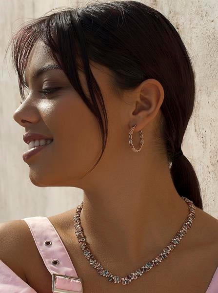 Pendientes aros con piedras de talla oval diseño multicolor