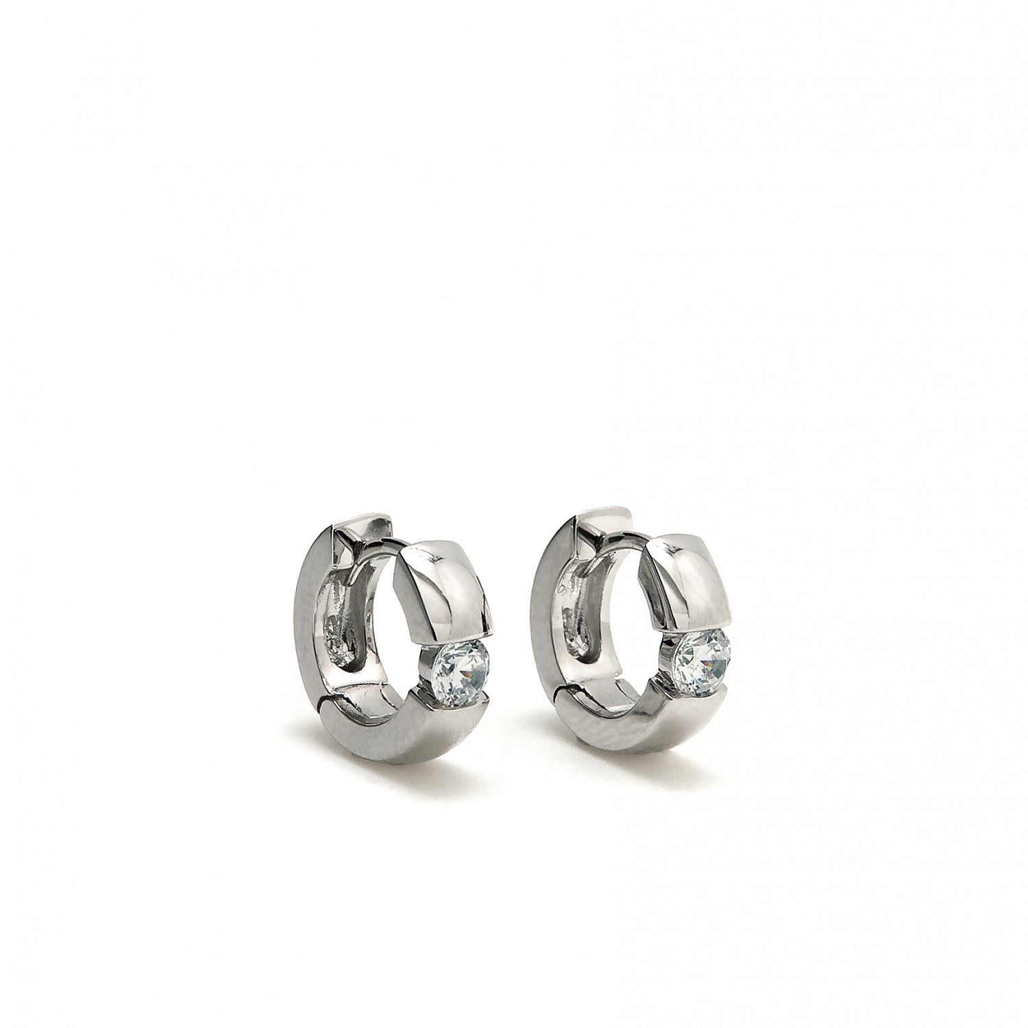 Boucles d'oreilles créoles petits design de fermeture catalane et zircon