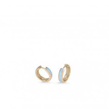 Pendientes aros pequeños diseño esmalte azul bañados en oro