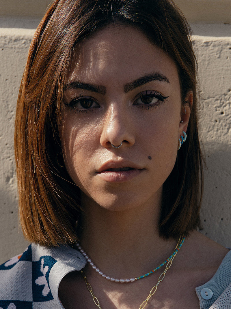 earrings hoops small varnish Blue clear and zirconia central