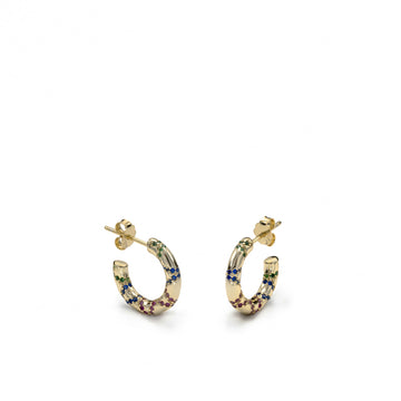 Pendientes aros pequeños motivo de cenefa y circonitas multicolores