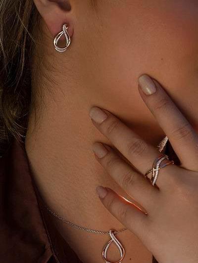 Boucles d'oreilles bicolore argent motif curviligne LINEARGENT