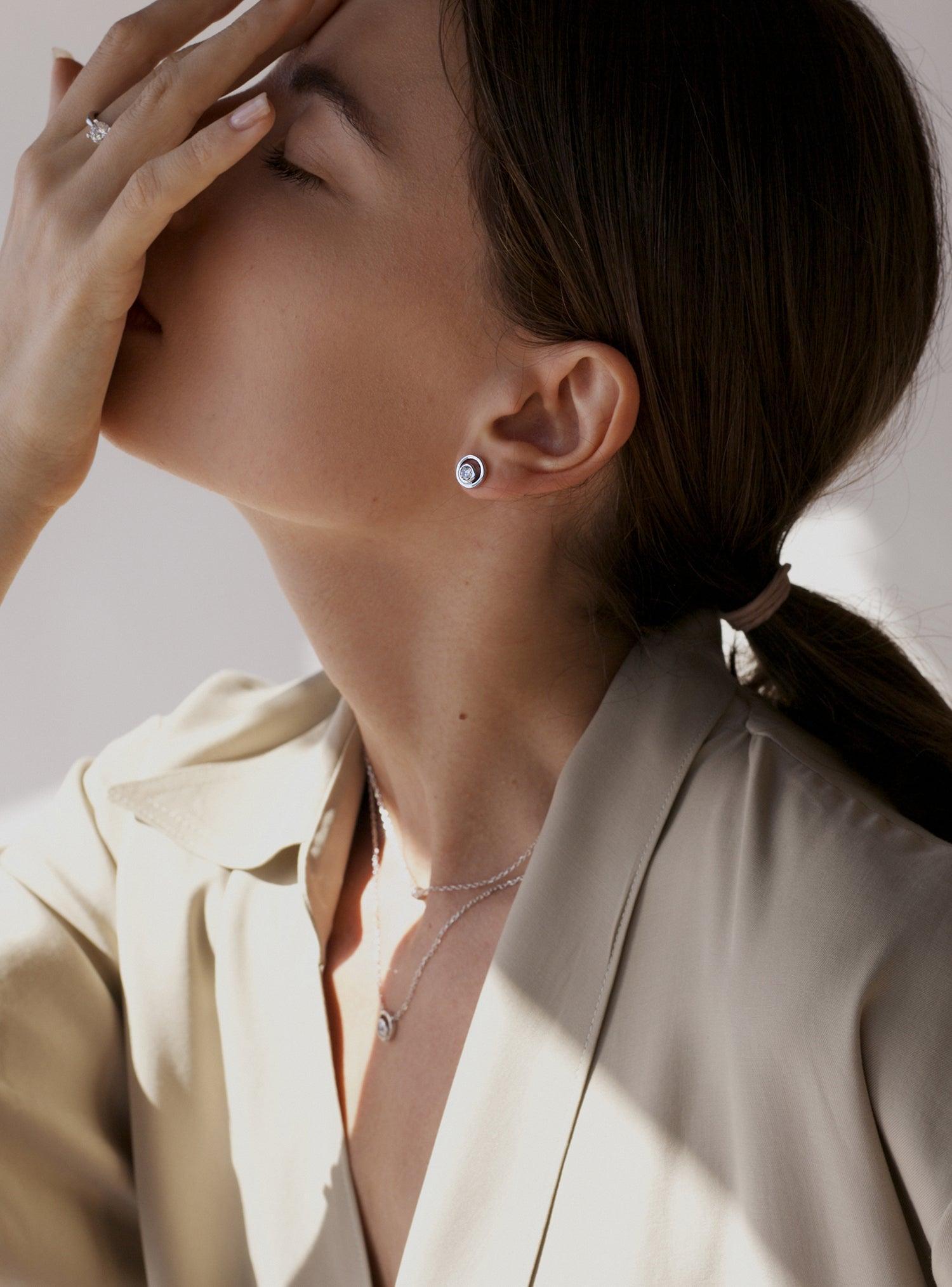 bouton boucles boucles d'oreilles design double cercle avec LINEARGENT