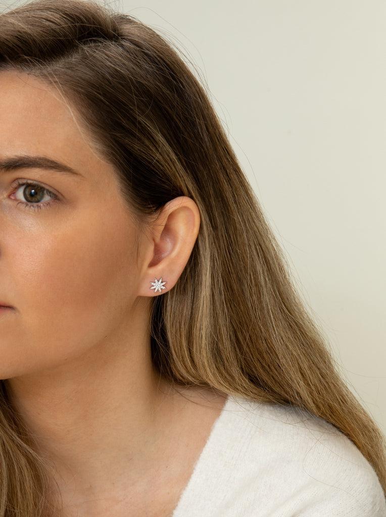 petits  boucles d'oreilles brillants avec LINEARGENT