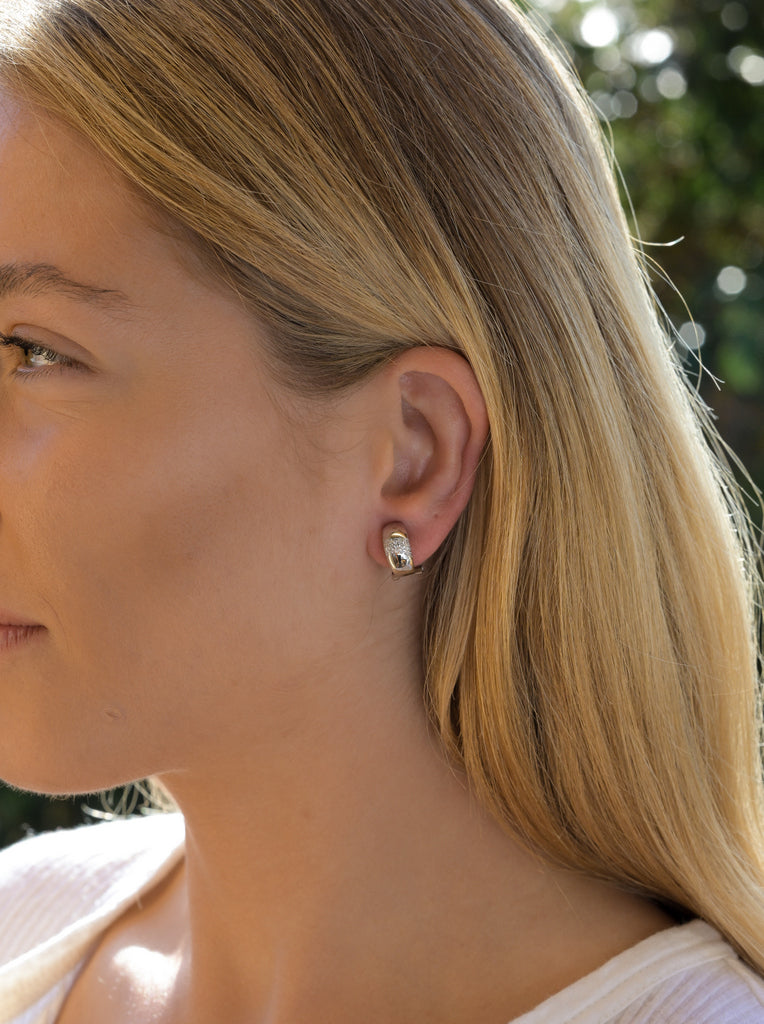 Pendientes cierre omega con circonitas de plata