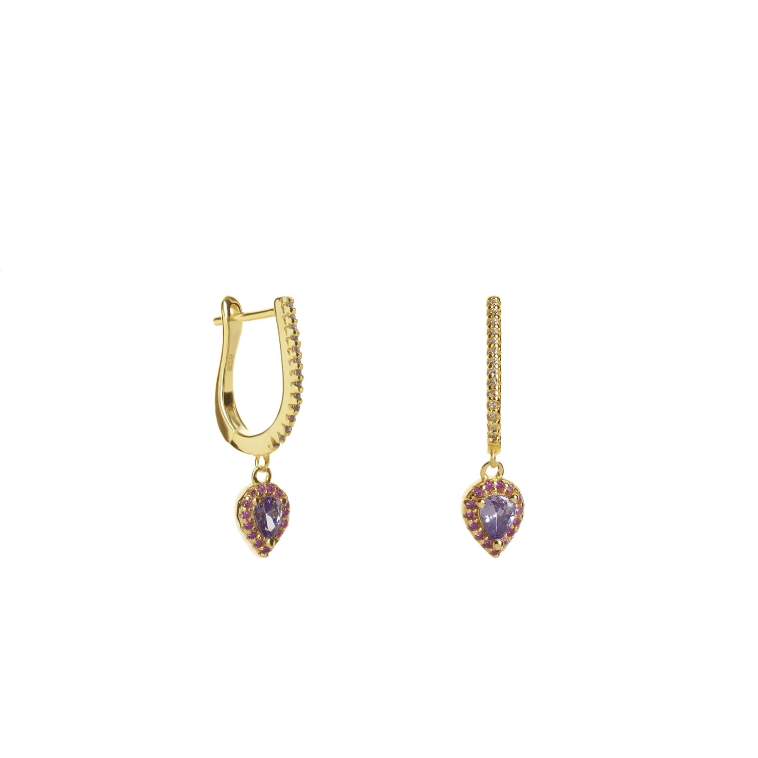 Pendientes con colgantes diseño lágrima tono lila-LINEARGENT