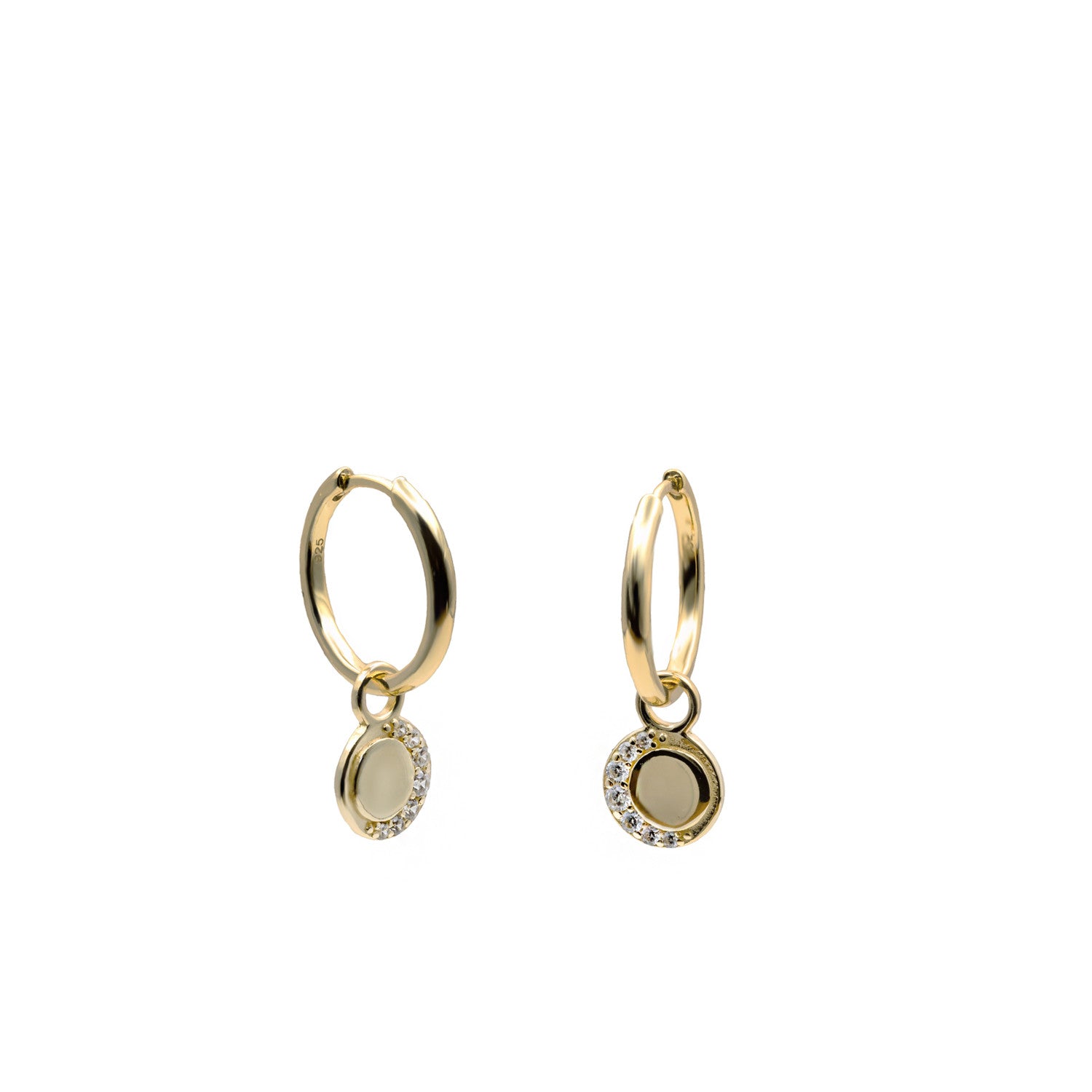 Pendientes con colgantes diseño medalla con circonitas-LINEARGENT