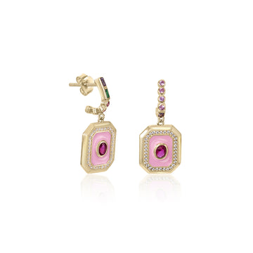Pendientes con colgantes diseño octagonal con esmalte