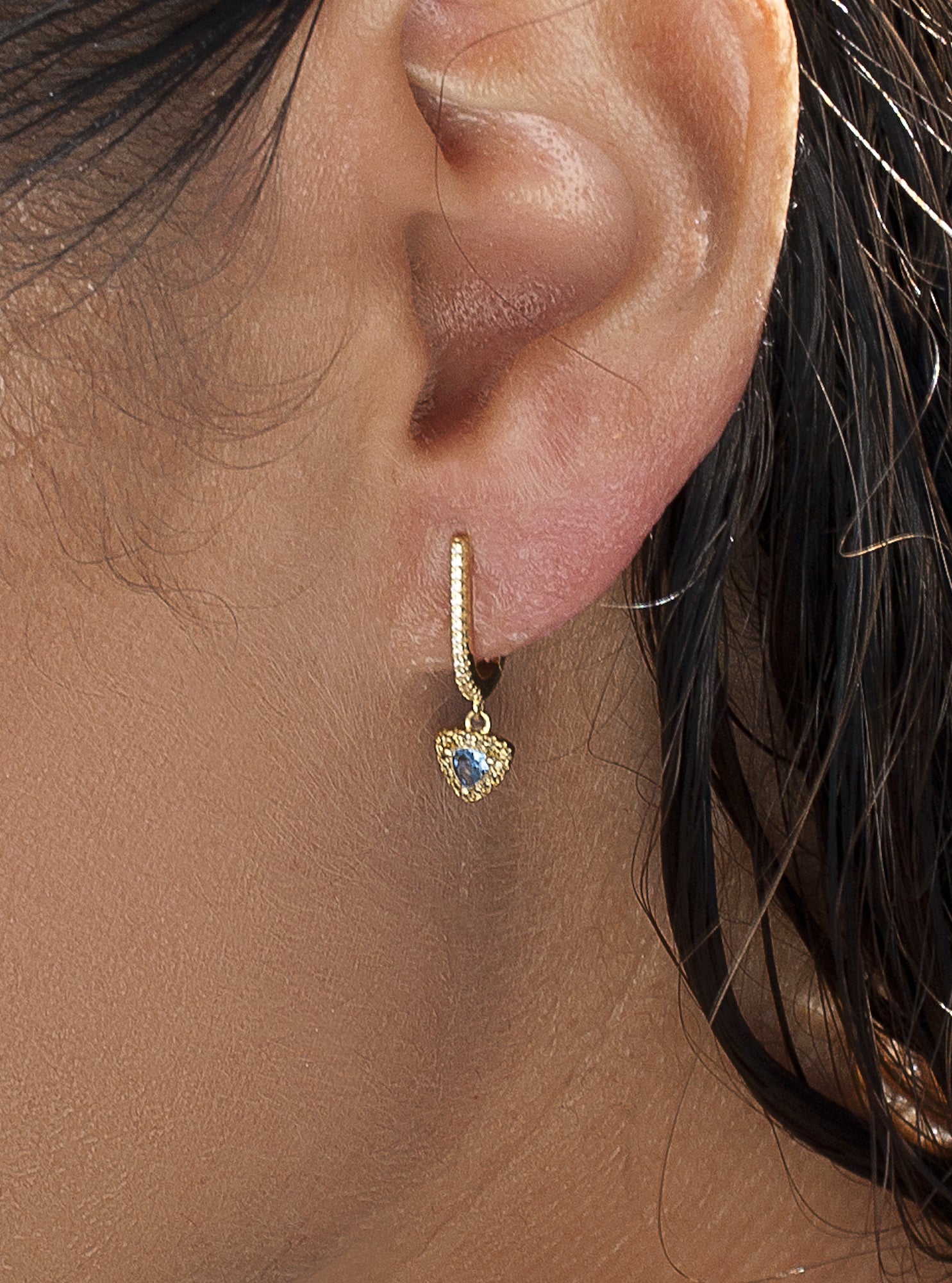 Pendientes con colgantes diseño triángulo tono azul-LINEARGENT