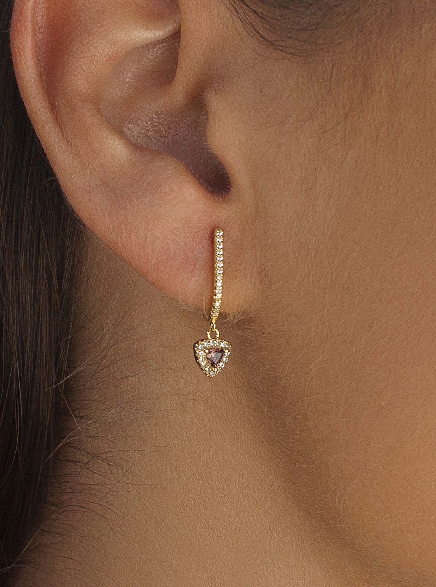 Boucles d'oreilles avec pendentifs design triangle tonalité LINEARGENT