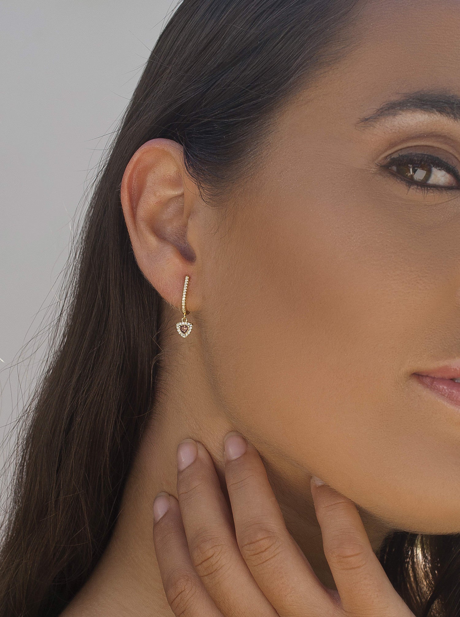 Boucles d'oreilles avec pendentifs design triangle tonalité LINEARGENT