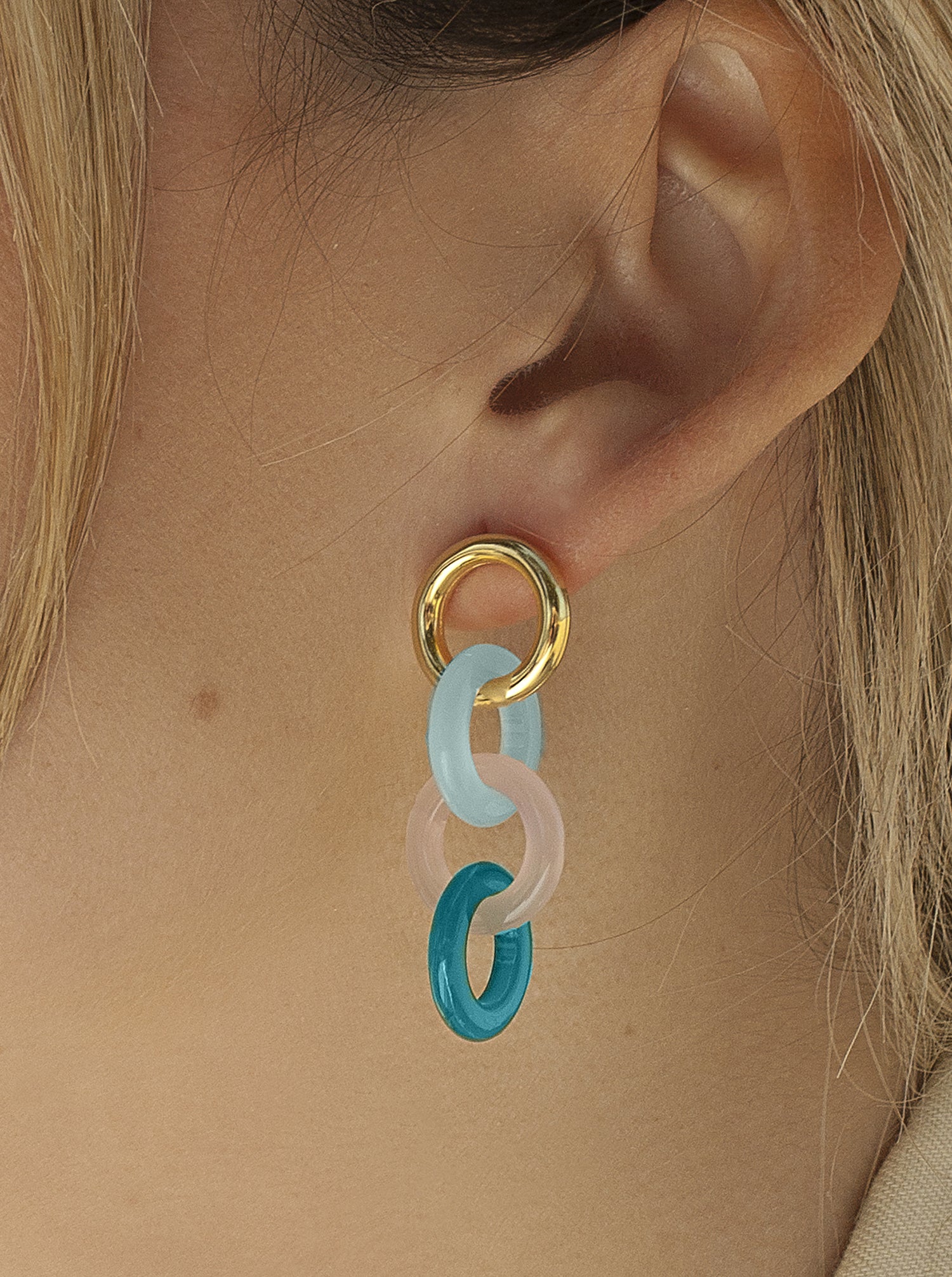 Pendientes con colgantes formados por cuatro argollas-LINEARGENT