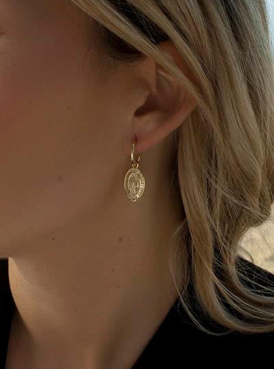 Pendientes con colgantes plata dorado medallas