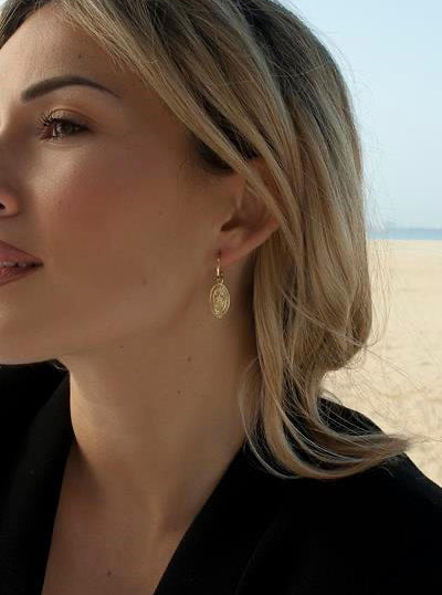 Pendientes con colgantes plata dorado medallas