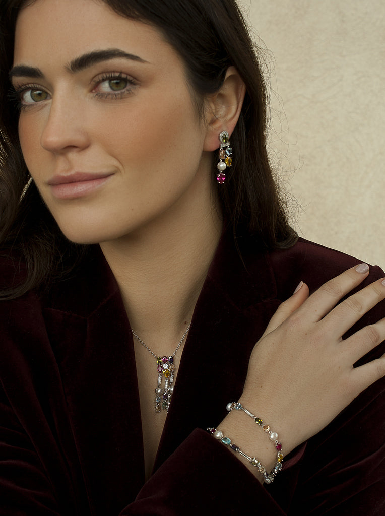 Boucles d'oreilles avec pierres couleurs design vibrant