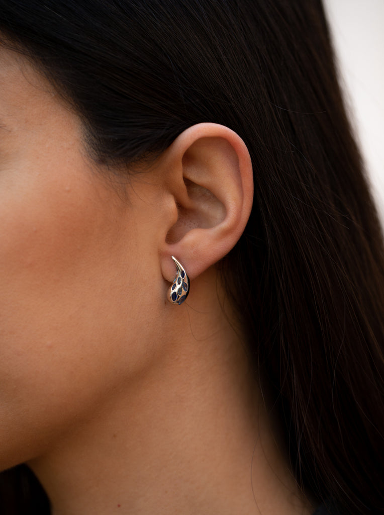 Boucles d'oreilles avec pierres design goutte en tonalité bleu