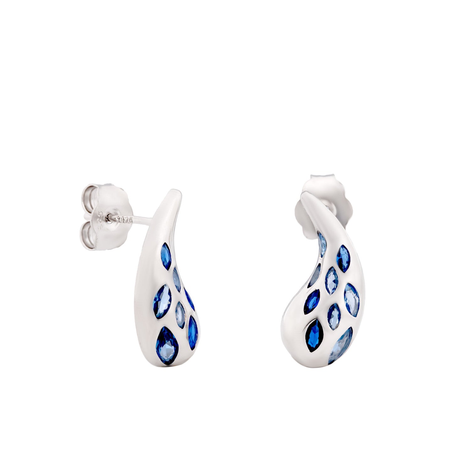Pendientes con piedras diseño gota en tono azul-LINEARGENT