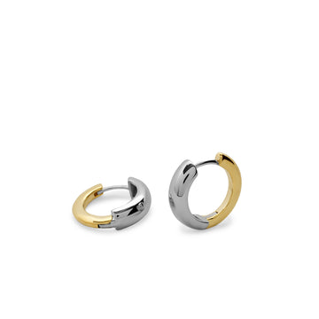 Pendientes de aro bicolor diámetro pequeño con color plata delante