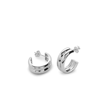 Pendientes de aro con diseño de doble banda en tono plateado