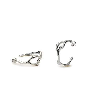 Pendientes de aro de plata irregular líquido