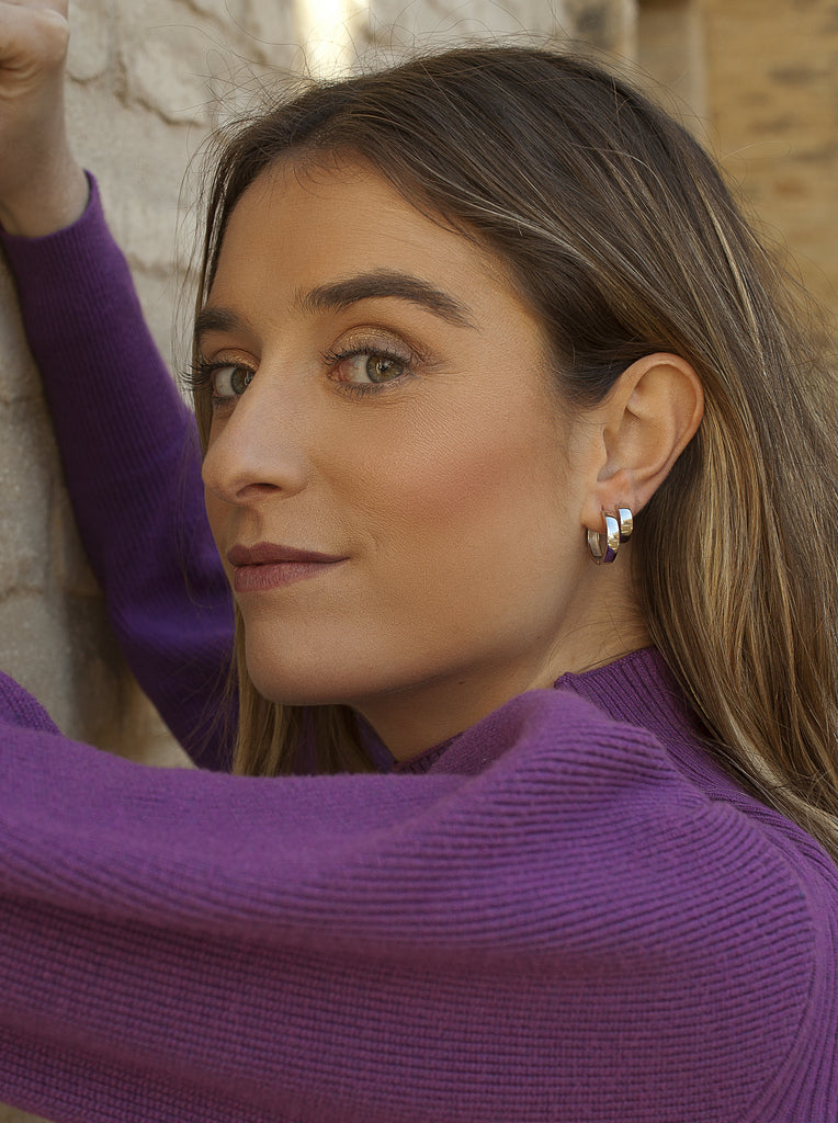 Pendientes de aro grueso en tono plateado