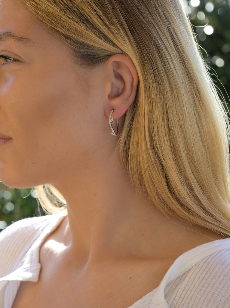 Pendientes de aro irregulares con circonitas-LINEARGENT