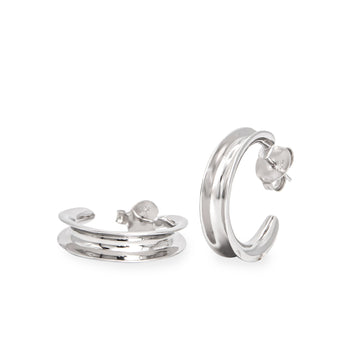 Pendientes de aros de plata dobles