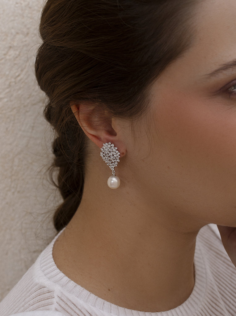 earrings elegant pearl earrings with zirconias and pearls for special special