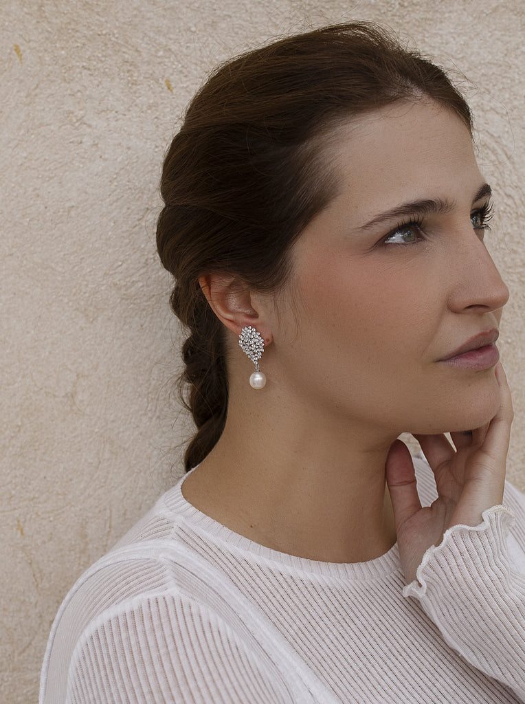 earrings elegant pearl earrings with zirconias and pearls for special special