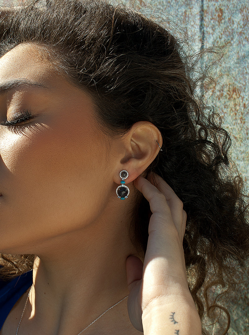 earrings made of natural  stone design pendant dark tones