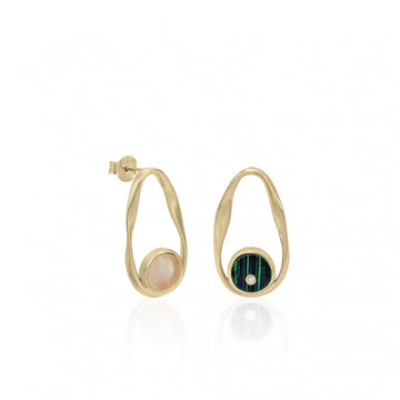 Pendientes de piedra natural dorados de diseño irregular