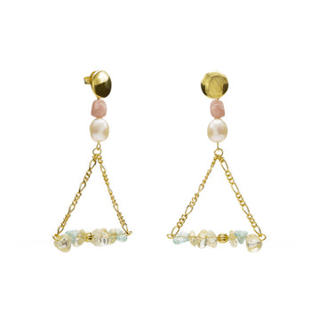 Pendientes de piedra natural largos diseño en triángulo