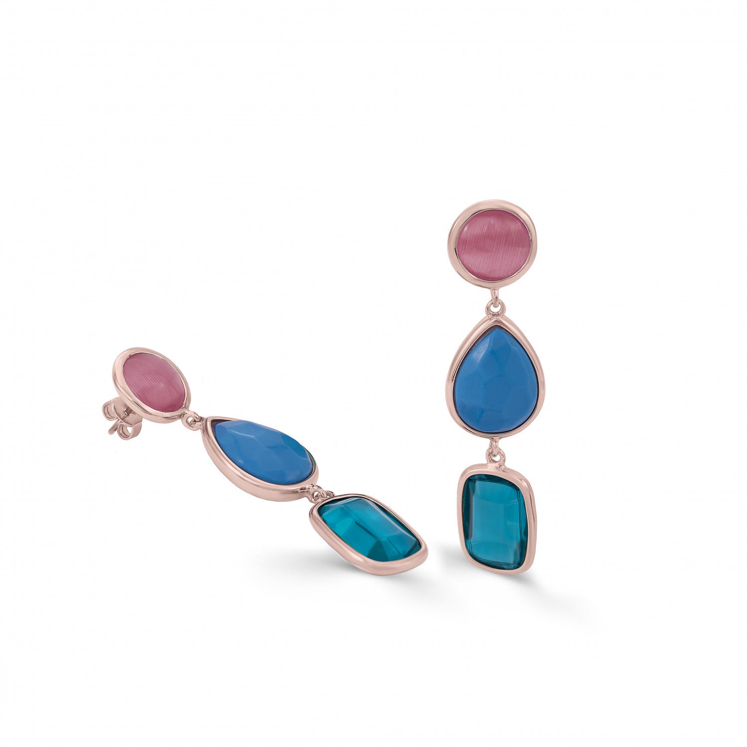 Pendientes de piedra natural largos diseño geométrico-LINEARGENT