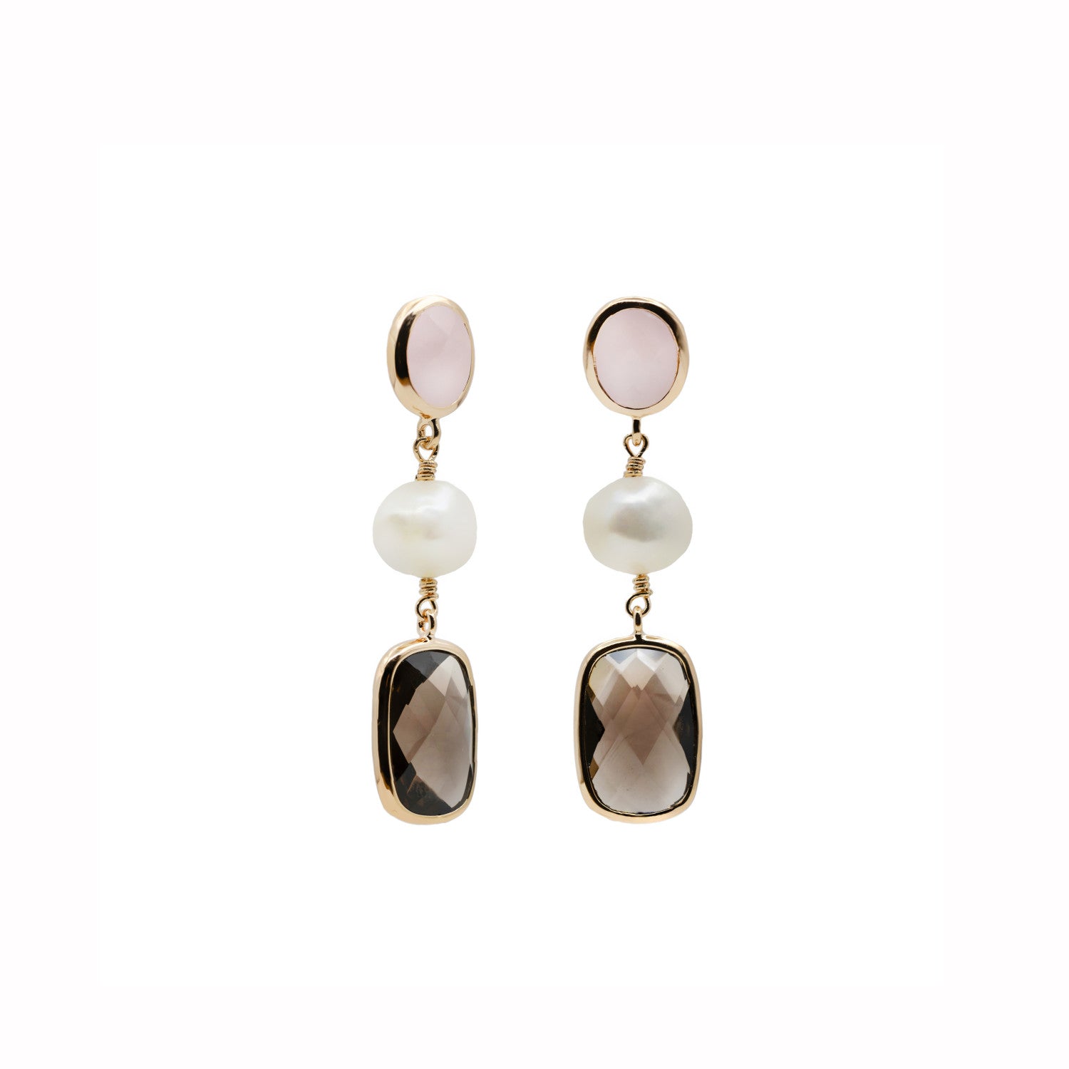 Pendientes de piedra natural largos en tonos tierra-LINEARGENT