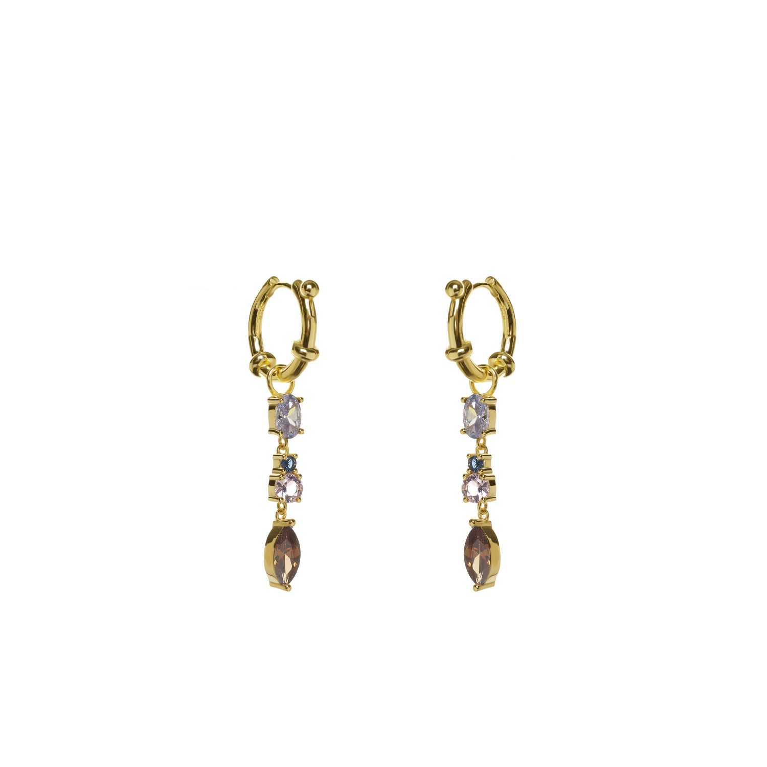 Pendientes de piedras de colores con tonos marrones-LINEARGENT