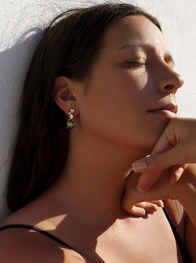 Boucles d'oreillescouleurs design gemmes  rondes et taille