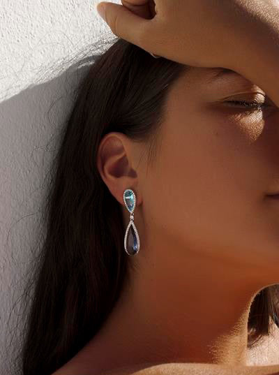 Pendientes de piedras de colores diseño lágrima con circonitas