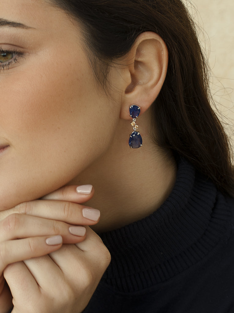 earrings from stones de colours in tone cobalto and zirconias