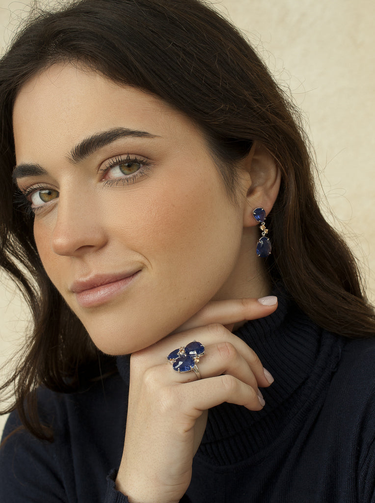 earrings from stones de colours in tone cobalto and zirconias