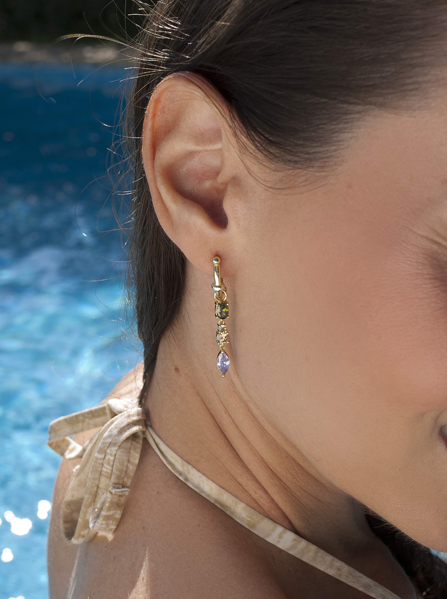 Boucles d'oreilles de  tonalités romantiquespierres de couleurs