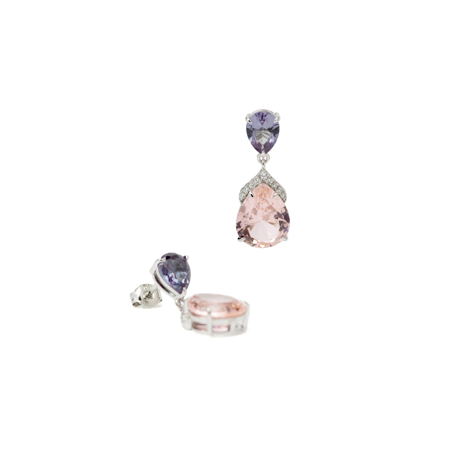 Boucles d'oreilles de pierres couleurs rose LINEARGENT