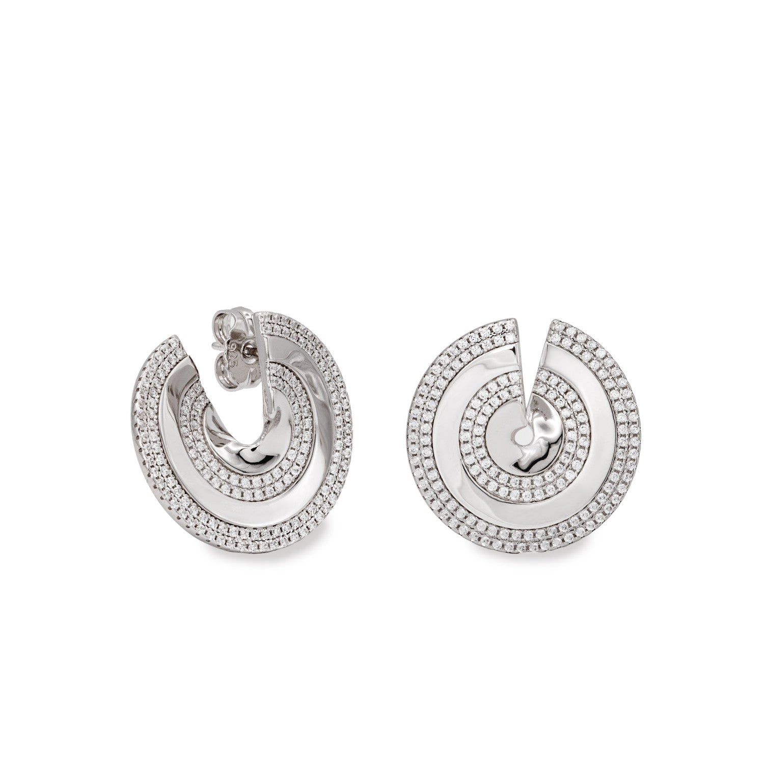 Boucles d'oreillesargent en forme de cercle ouvert avec zircons