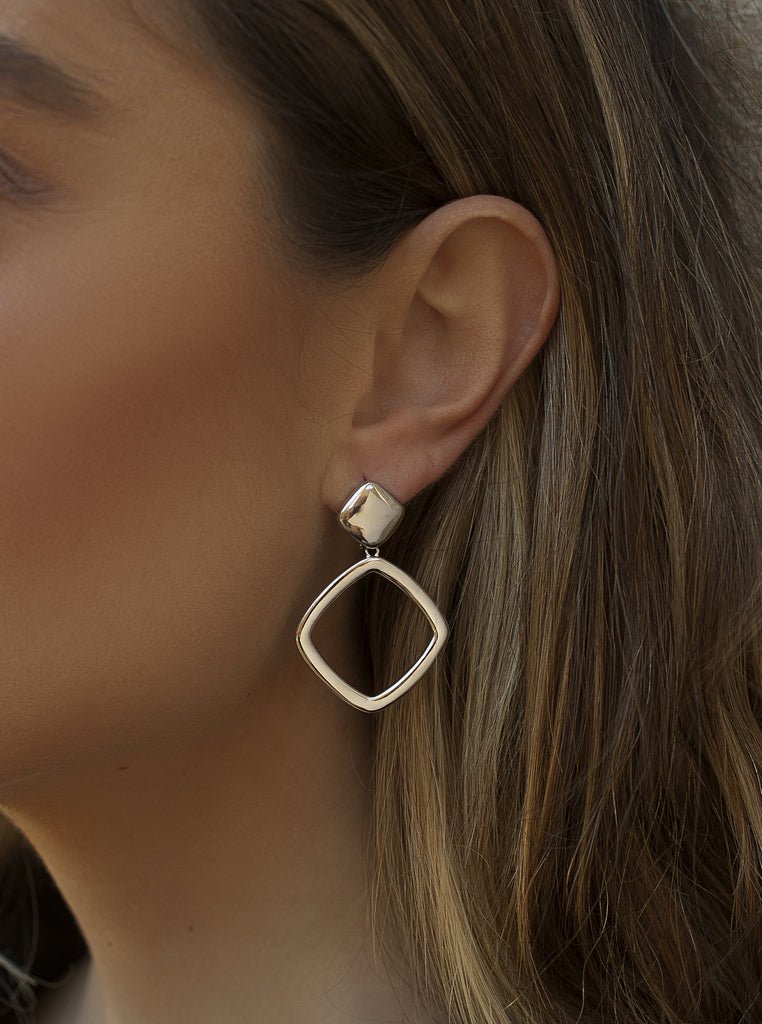 Pendientes de plata colgantes de rombo-LINEARGENT