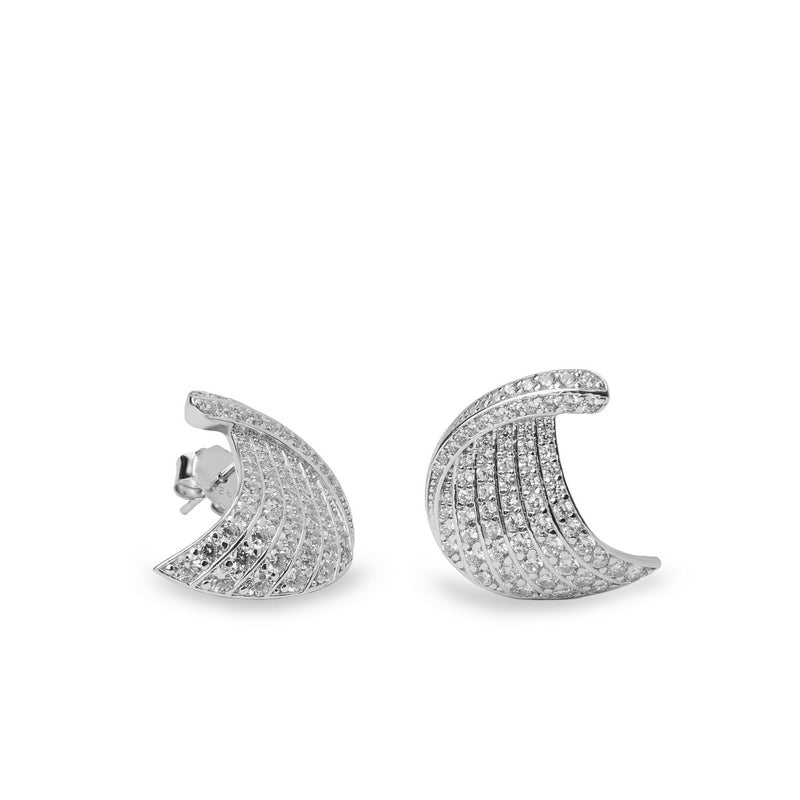 Pendientes de plata con circonitas diseño curvado