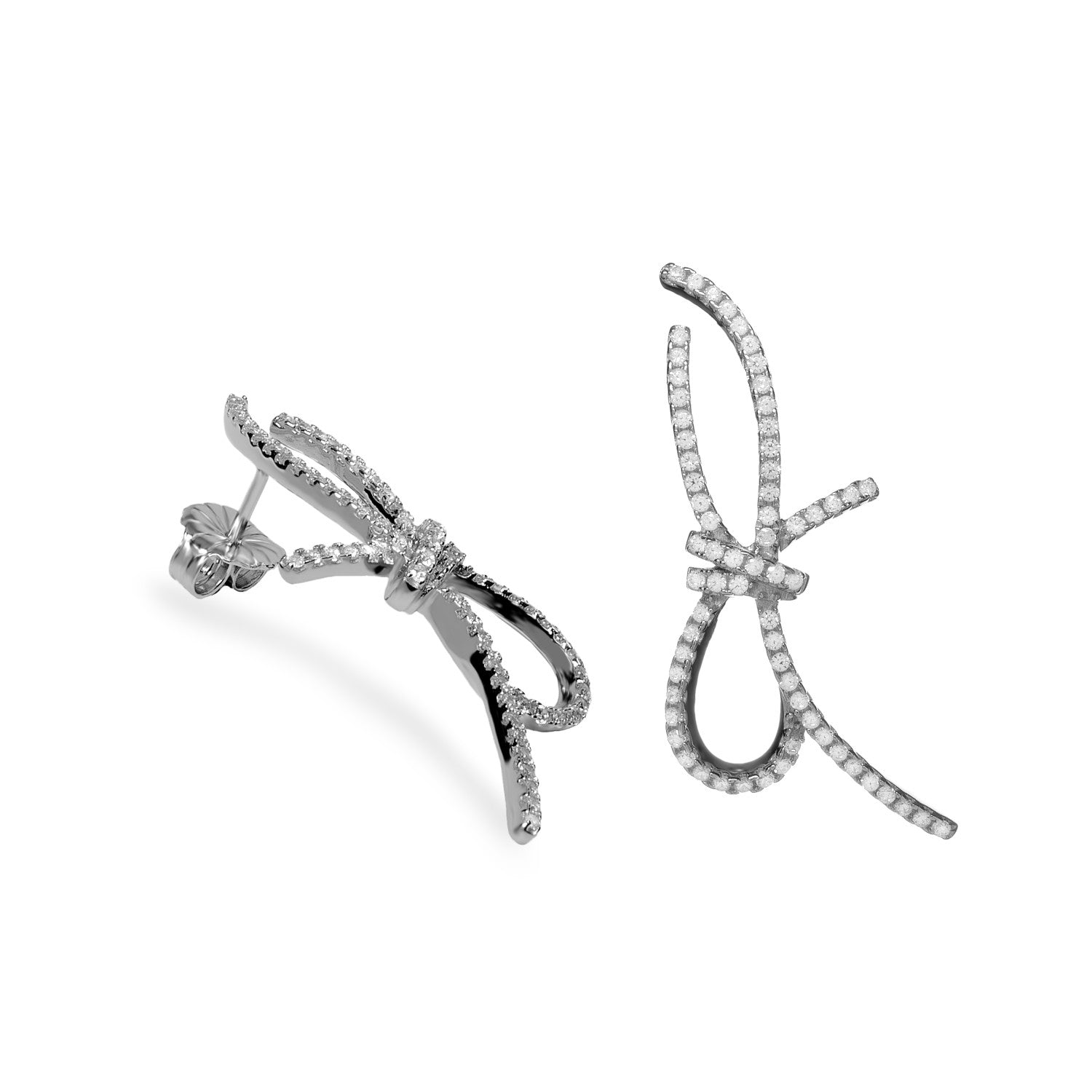 Boucles d'oreilles de argent avec zircons en forme de de