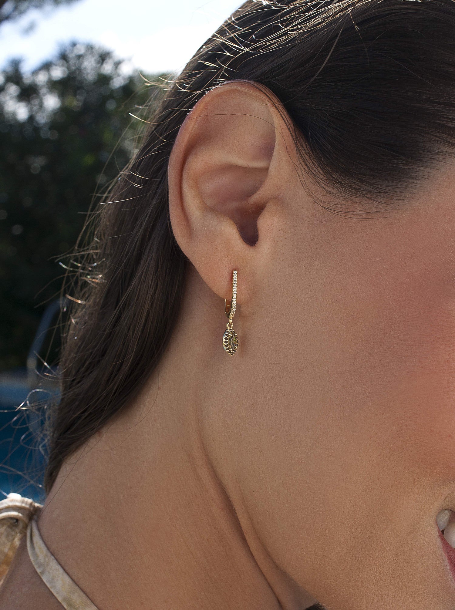 Pendientes de plata con colgantes diseño gema en tono olivine