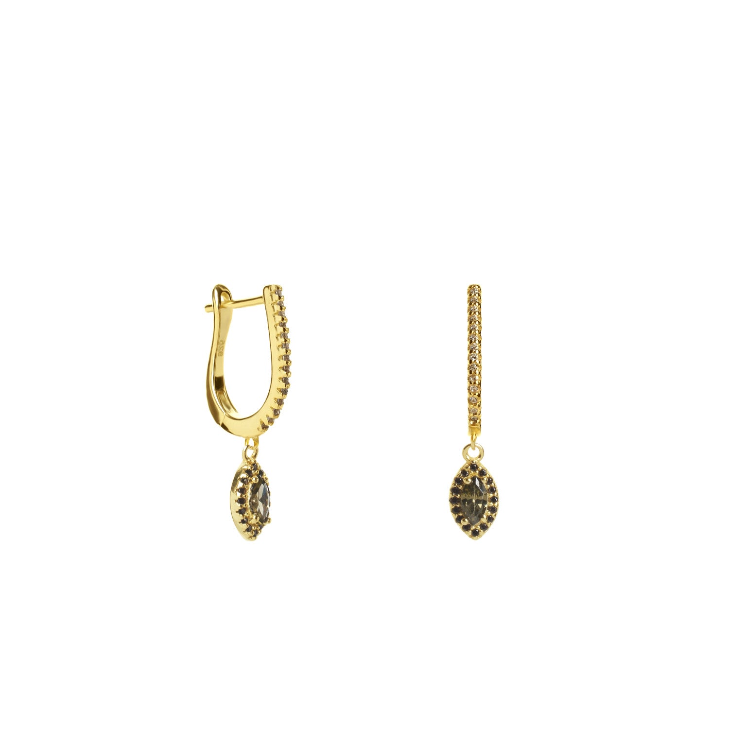 Pendientes de plata con colgantes diseño gema en tono olivine-LINEARGENT