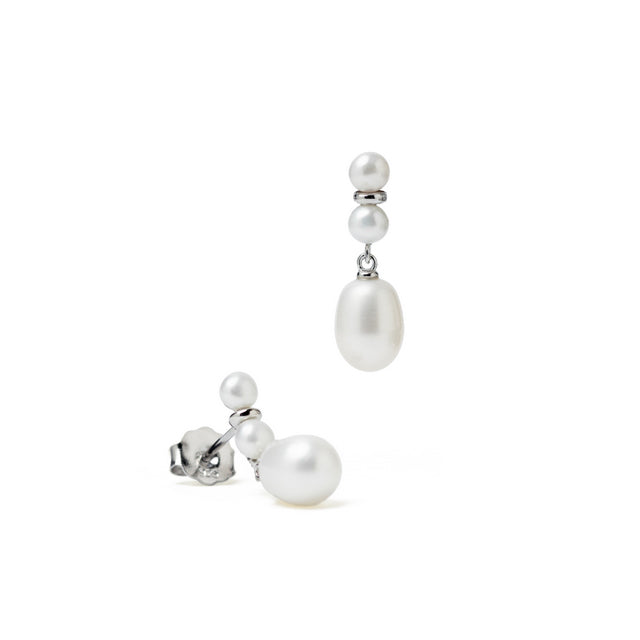 Boucles d'oreillesargent avec perle de LINEARGENT minimal et LINEARGENT
