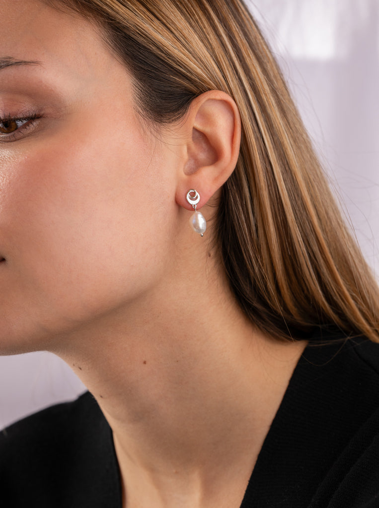 earrings silver earrings with baroque pearls  natural  elegance and LINEARGENT