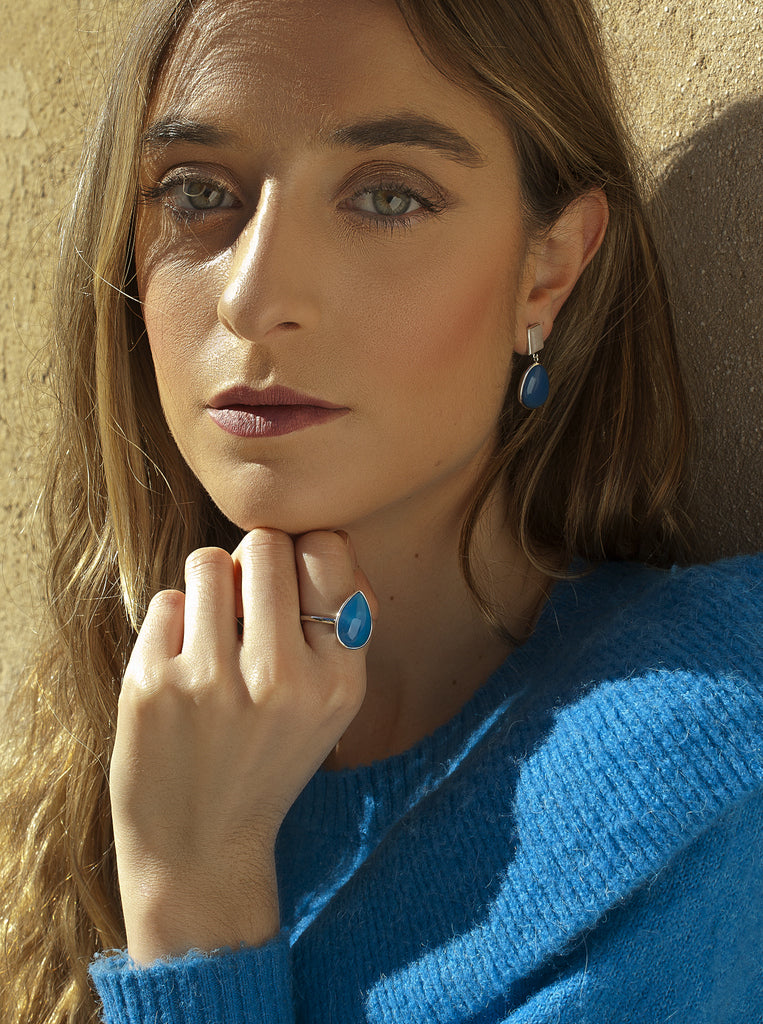 earrings silver with stones blue